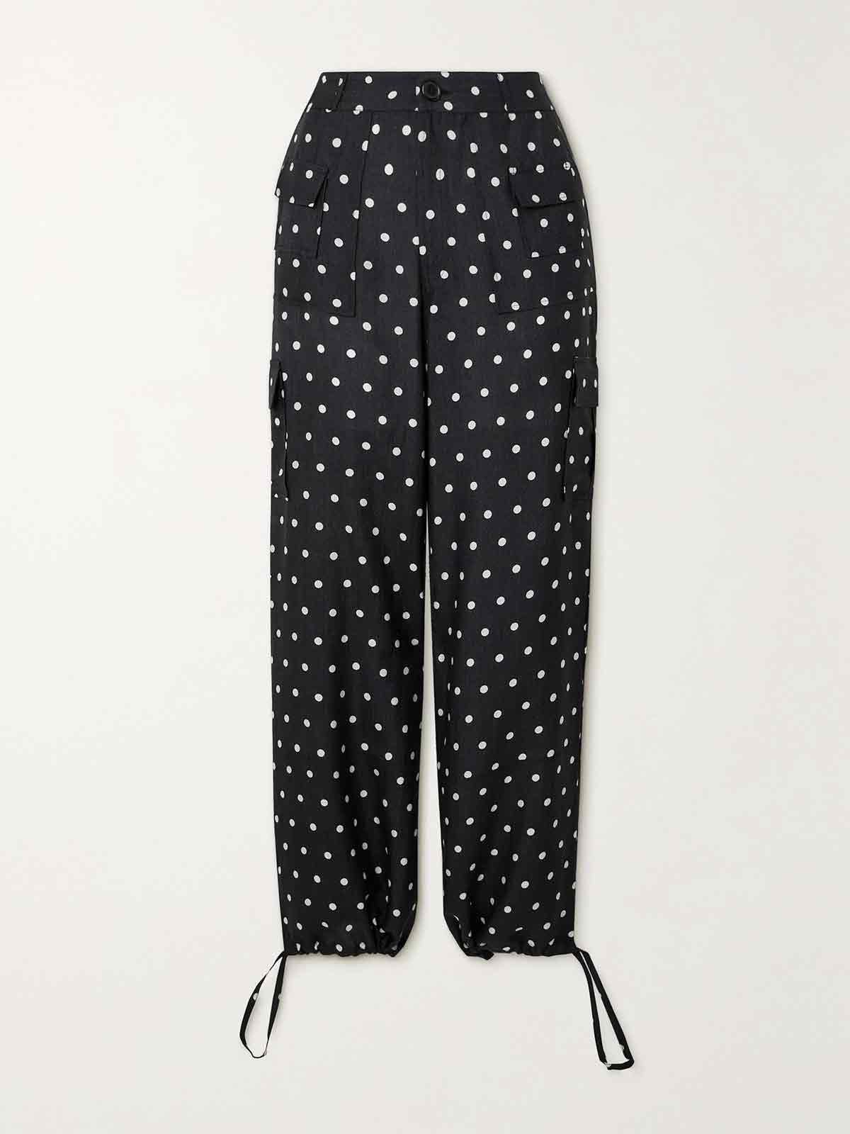 Polka-dot modal and silk-blend pants LESLIE AMON