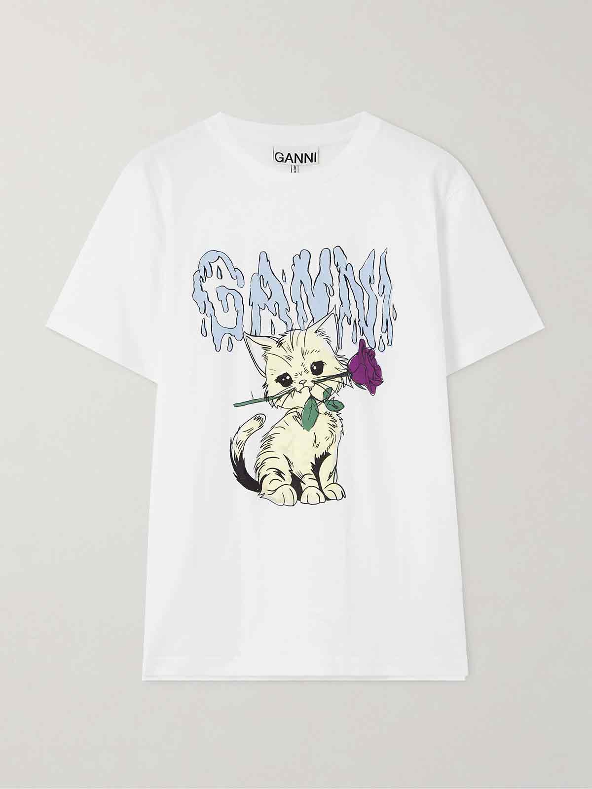 Printed organic cotton-jersey t-shirt GANNI