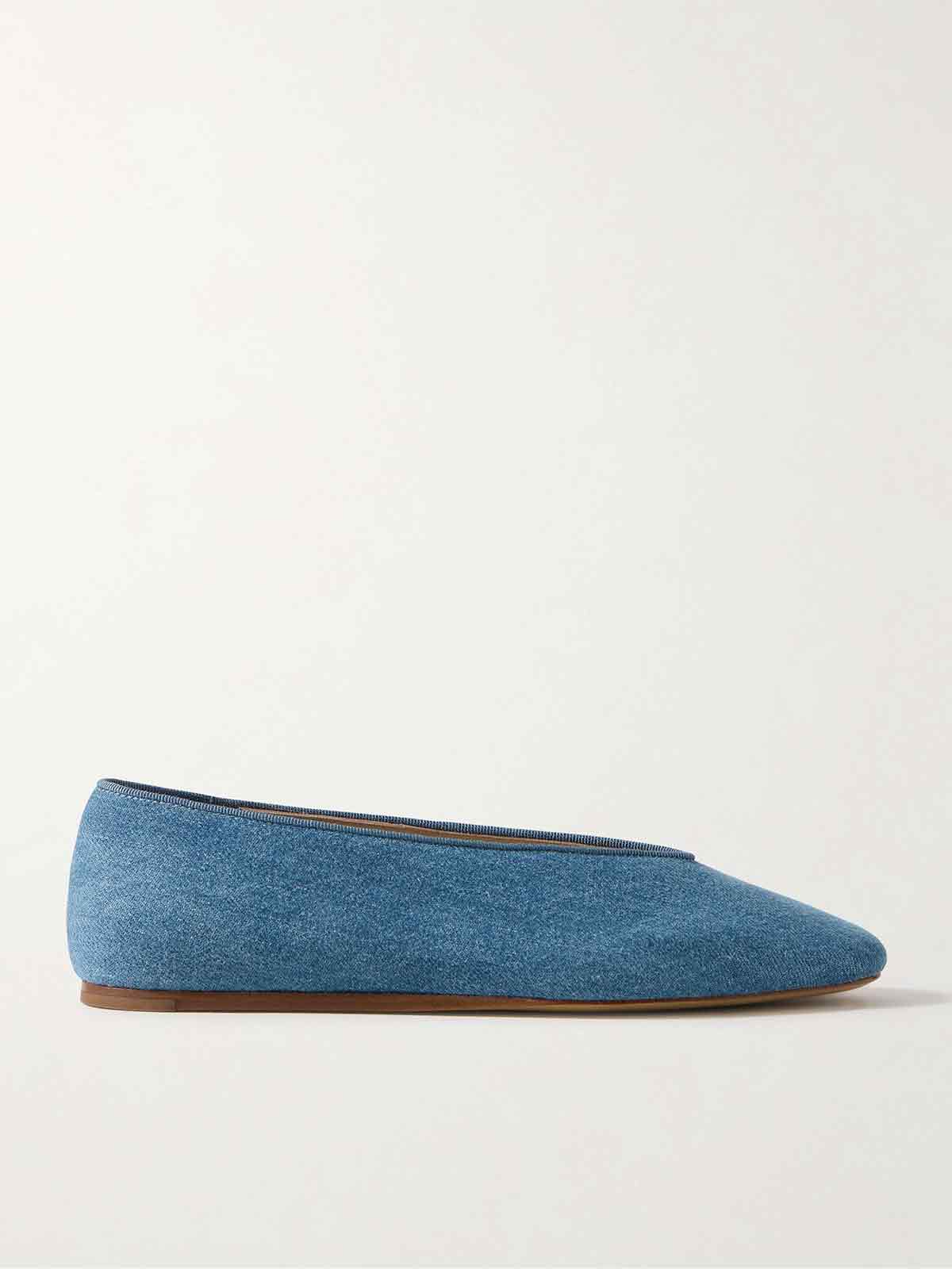 Regency grosgrain-trimmed denim ballet flats LE MONDE BERYL