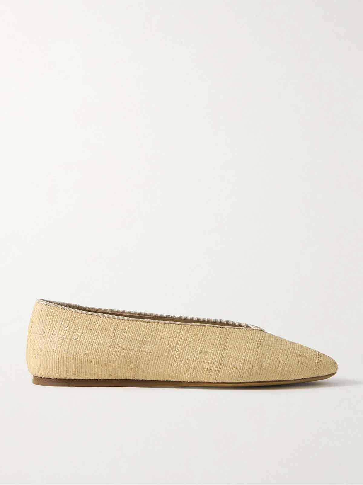 Regency grosgrain-trimmed raffia ballet flats LE MONDE BERYL