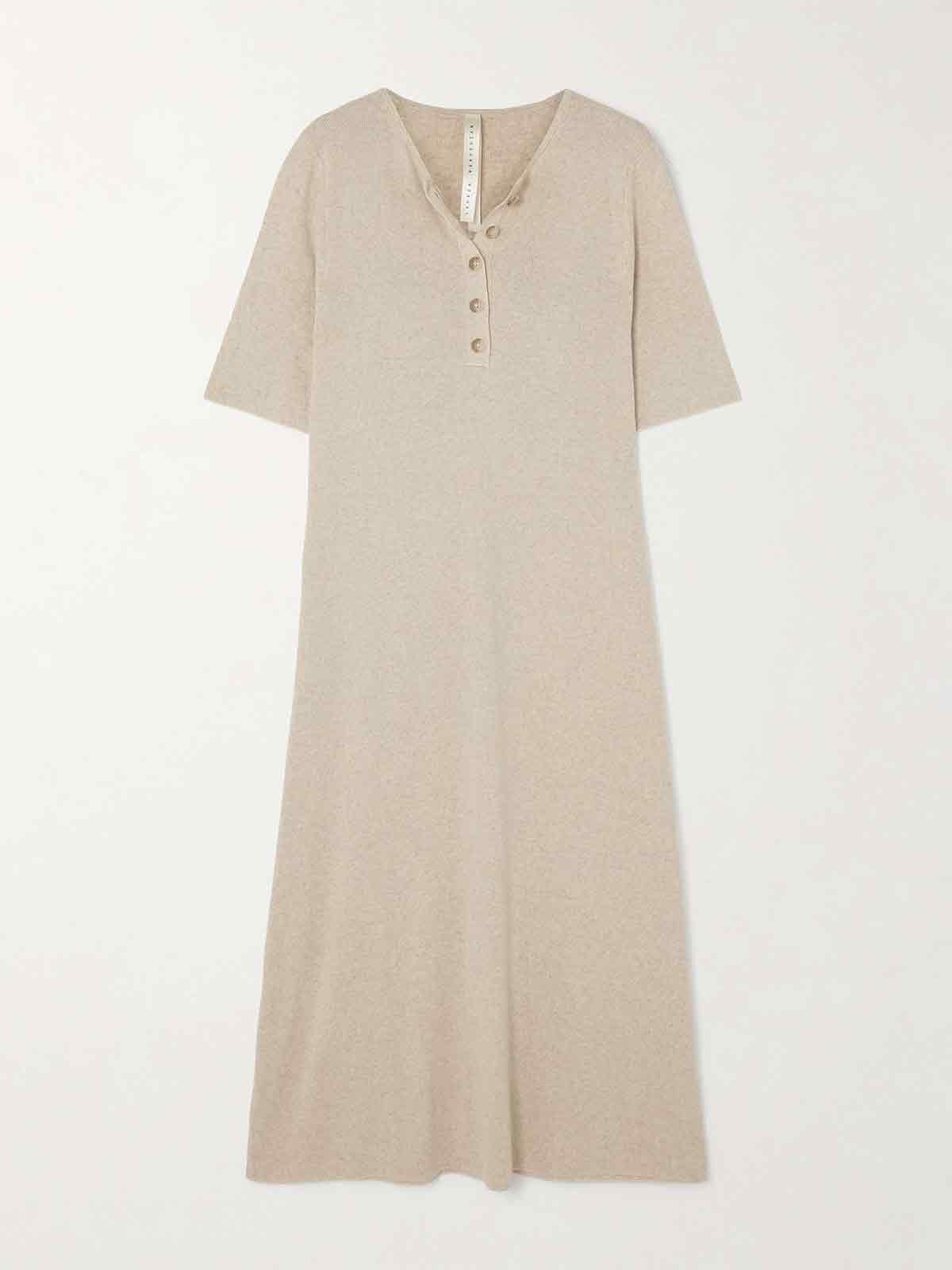 Ribbed Pima cotton-blend jersey midi dress LAUREN MANOOGIAN