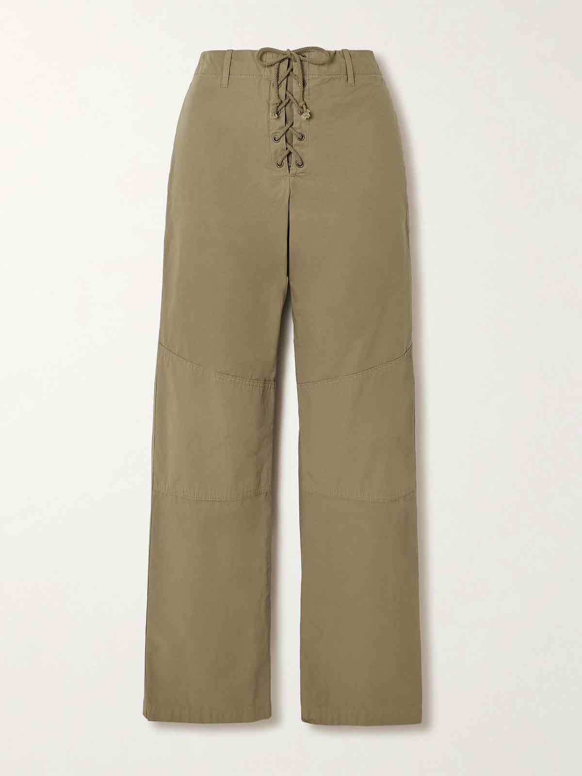 Rope-trimmed coated-cotton straight-leg pants FORTELA