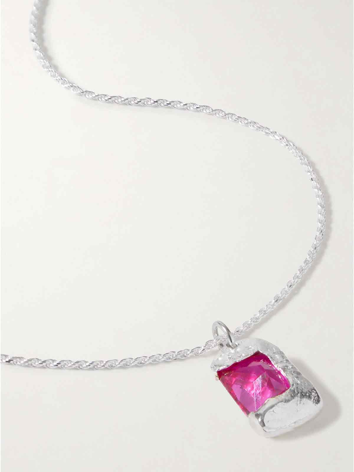 Rose sterling silver laboratory-grown sapphire necklace BLEUE BURNHAM