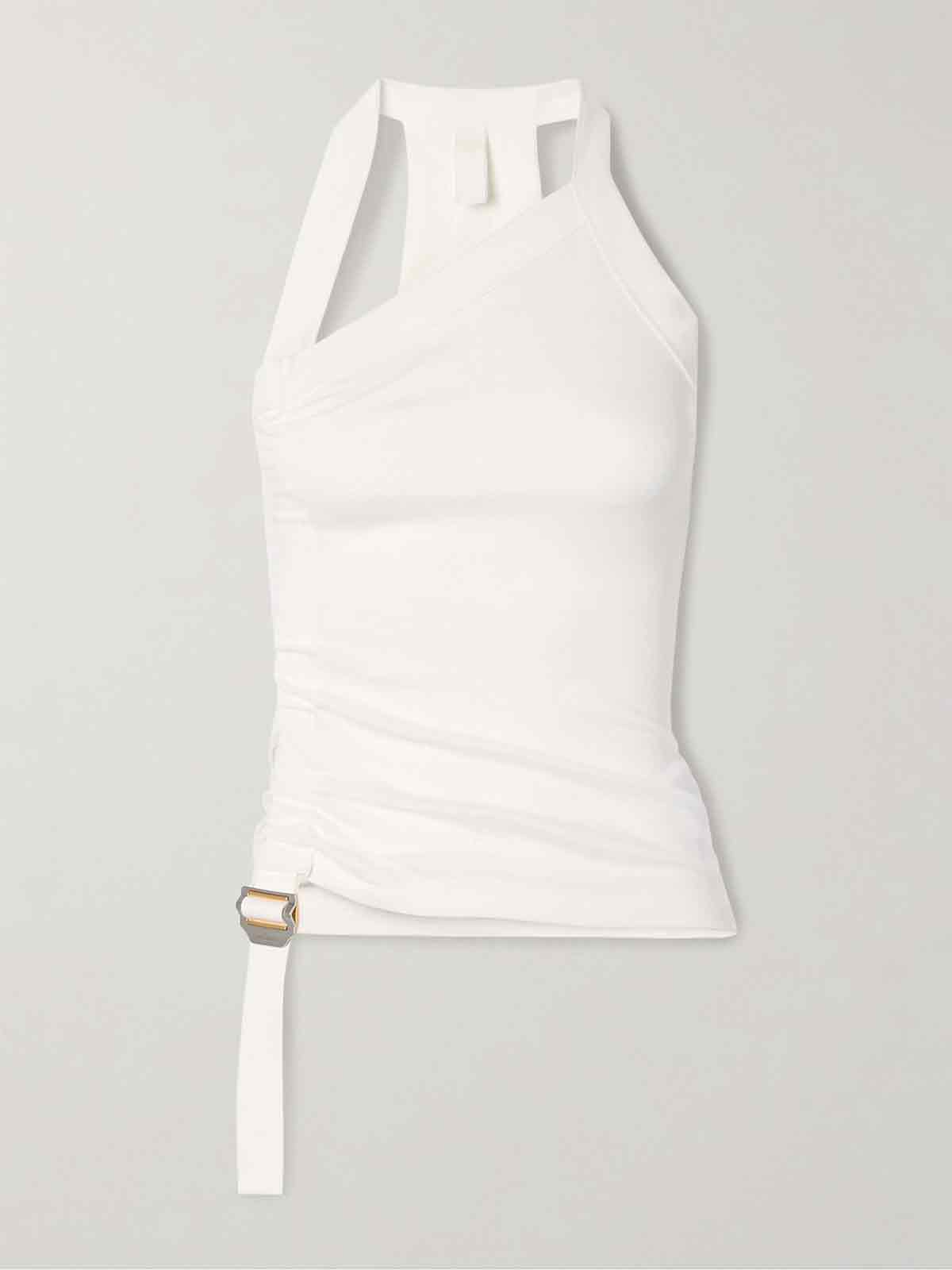 Ruched cotton-jersey tank DION LEE