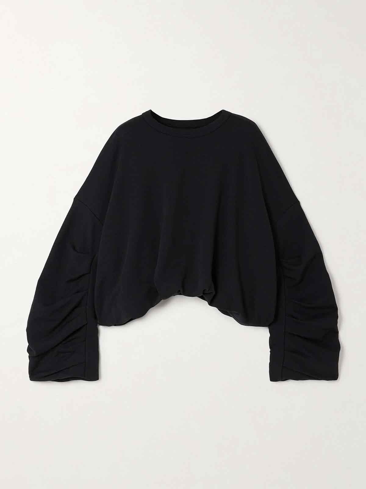 Ruched cropped cotton-jersey sweater DRIES VAN NOTEN