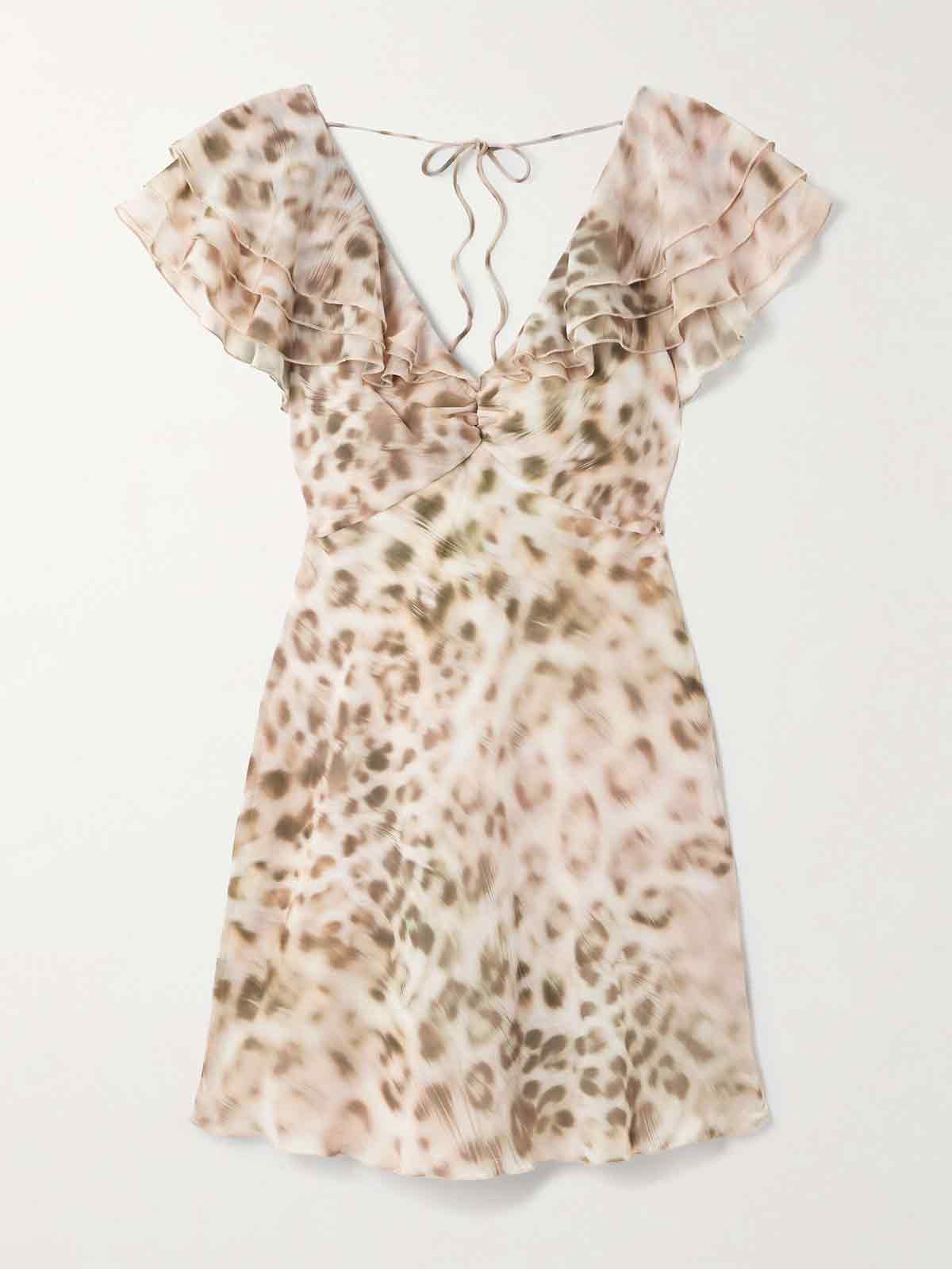 Ruffled leopard-print recycled-chiffon mini dress ROTATE BIRGER CHRISTENSEN