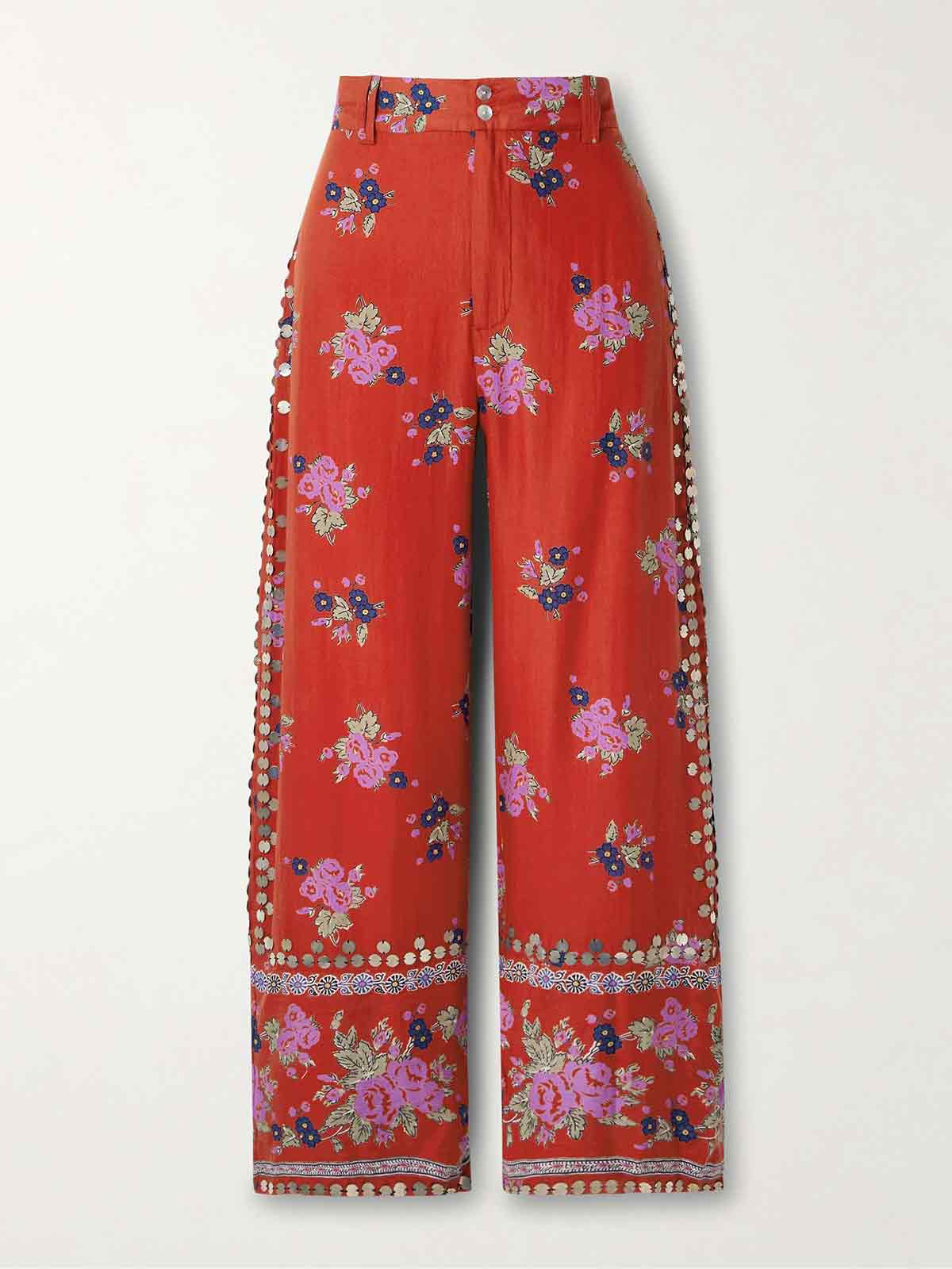 Scout embellished floral-print TENCEL™ Lyocell straight-leg pants ALIX OF BOHEMIA