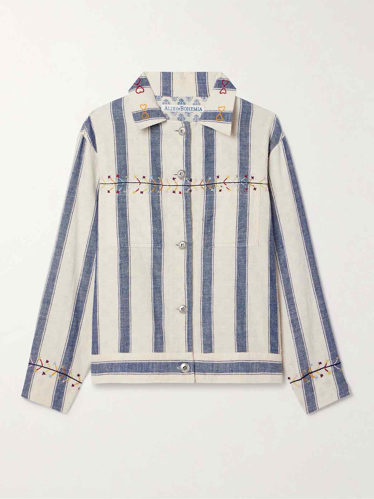 Seba embroidered striped cotton-gauze jacket ALIX OF BOHEMIA