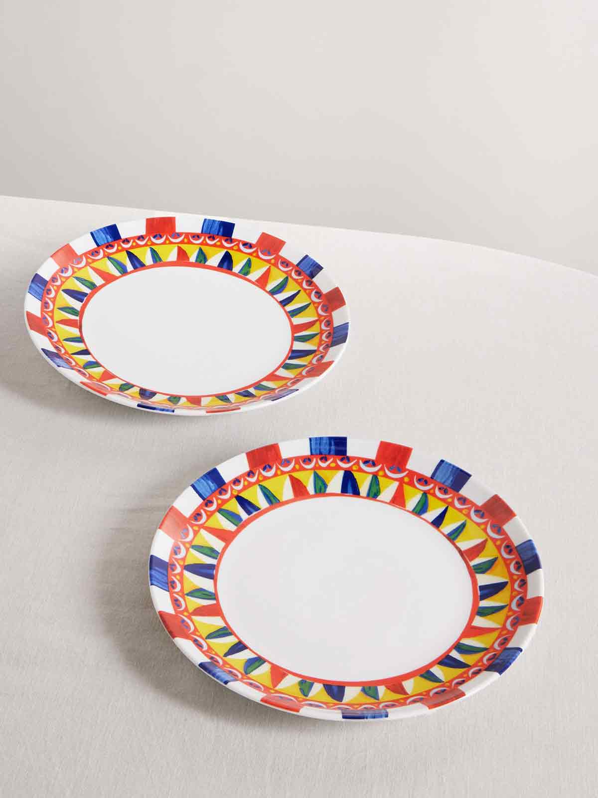 Set of two painted porcelain dinner plates DOLCE&GABBANA