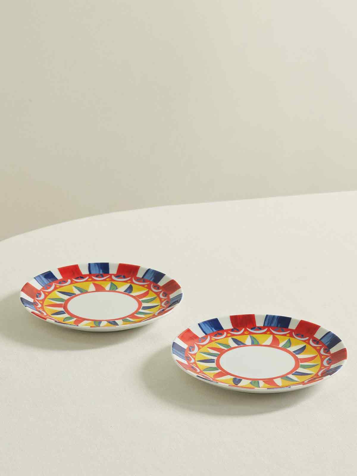 Set of two printed porcelain dessert plates DOLCE&GABBANA