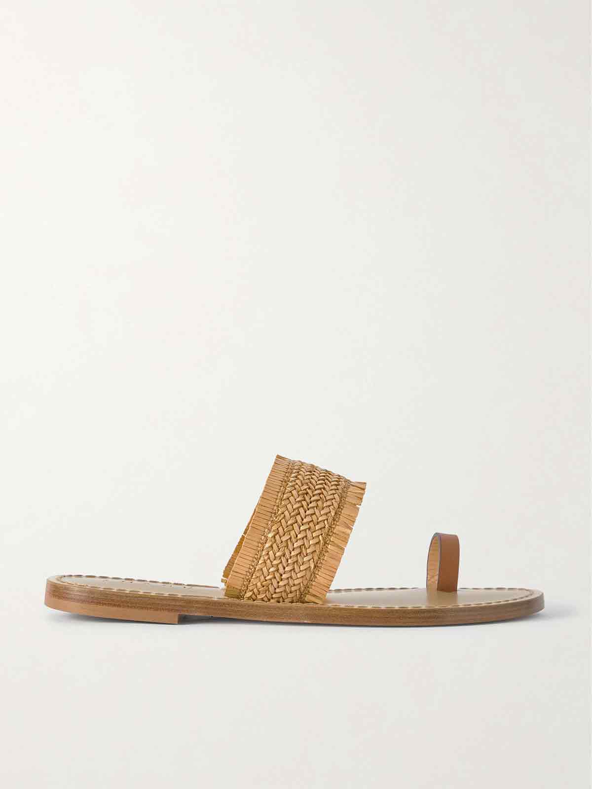 Shela woven raffia and leather sandals AMANU STUDIO