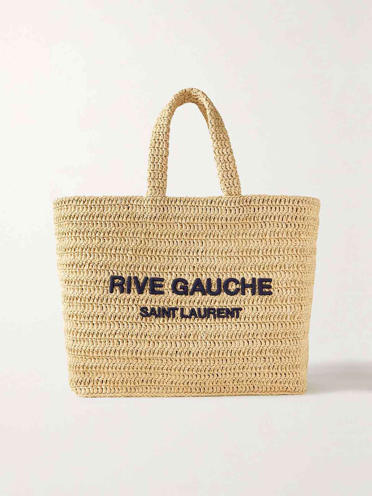 Shopping embroidered raffia tote SAINT LAURENT