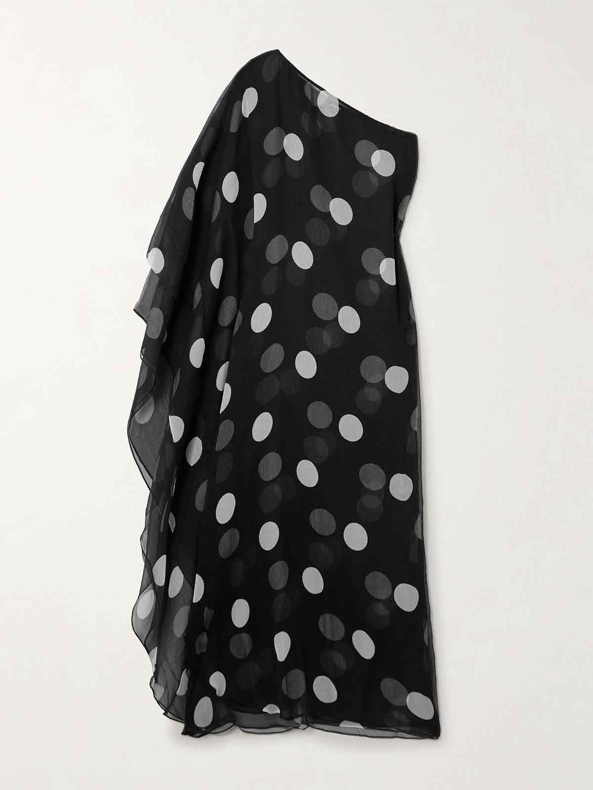 Shus one-shoulder polka-dot silk-crepon maxi dress DODO BAR OR