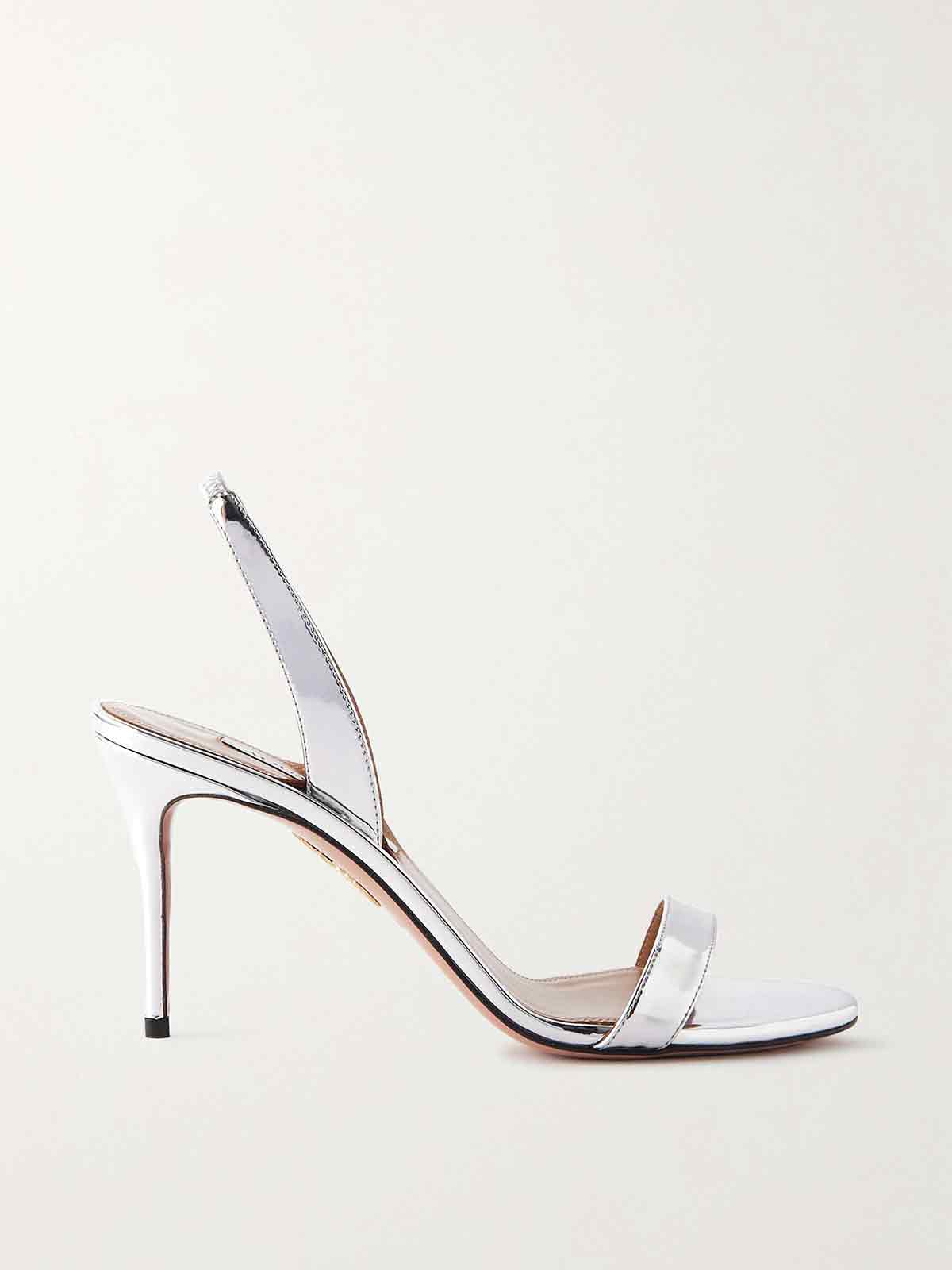 So Nude 85 mirrored-leather slingback sandals AQUAZZURA