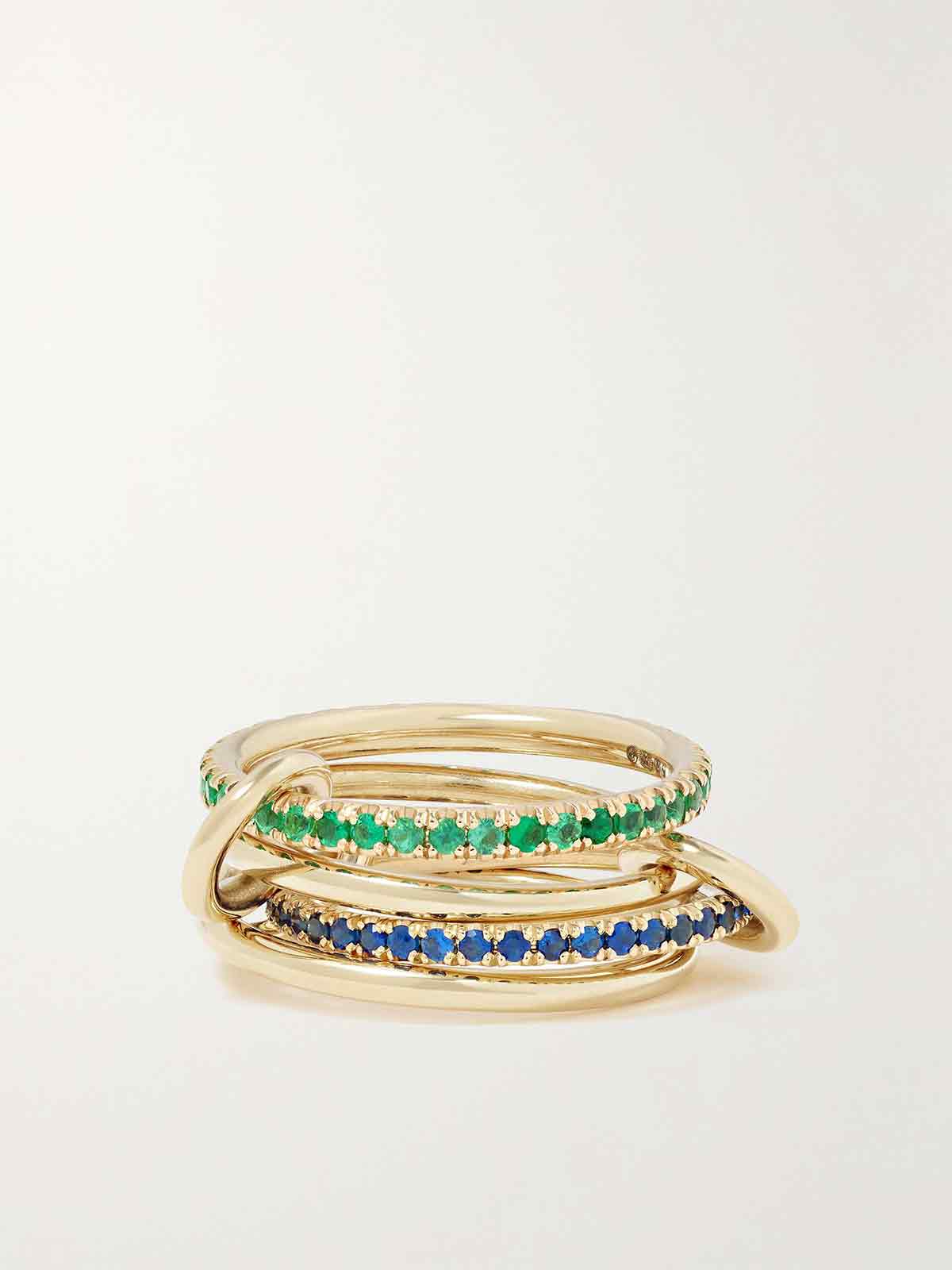 Sonny set of four 18-karat gold, emerald and sapphire rings SPINELLI KILCOLLIN