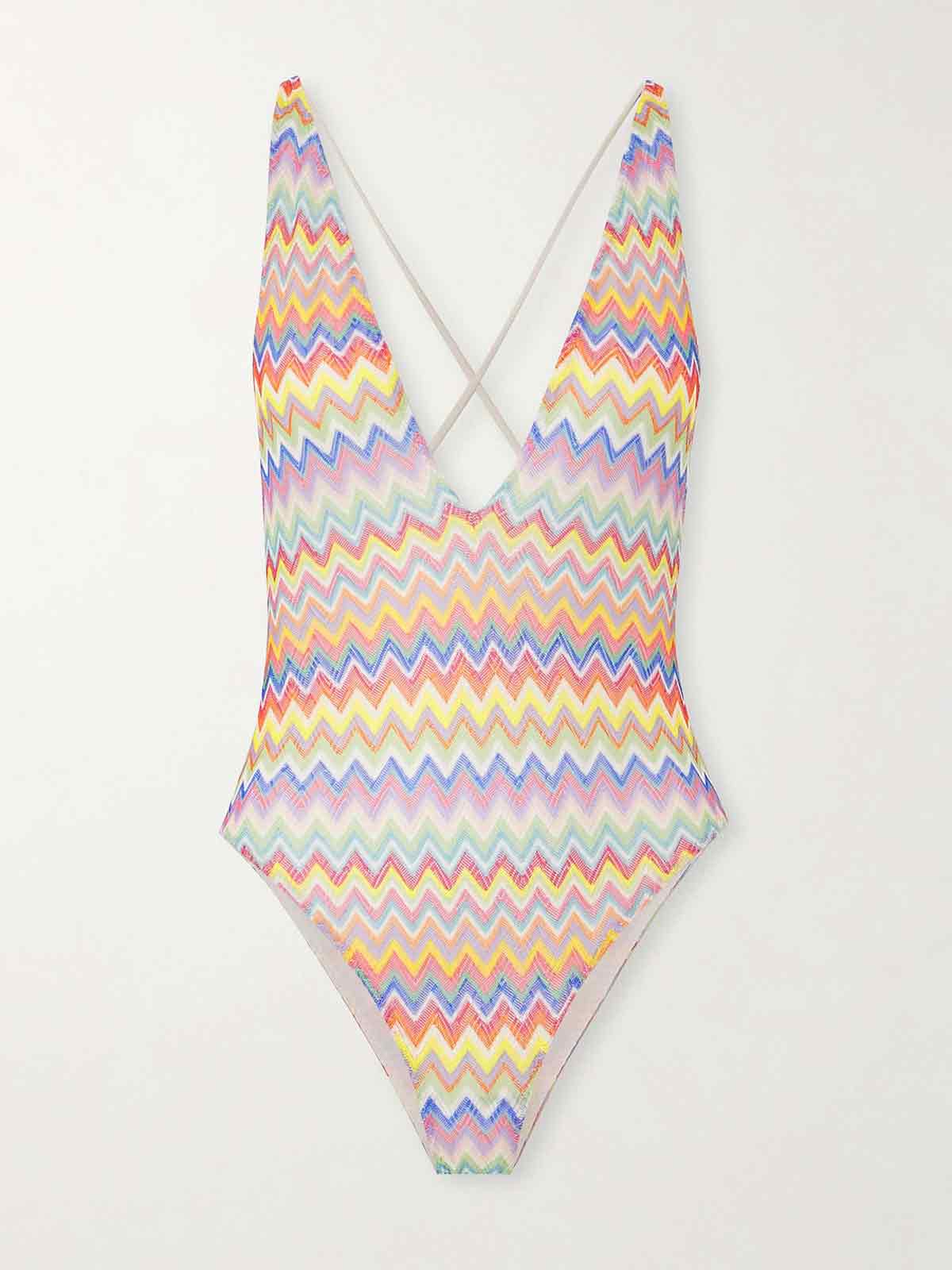 Striped crochet-knit swimsuit MISSONI