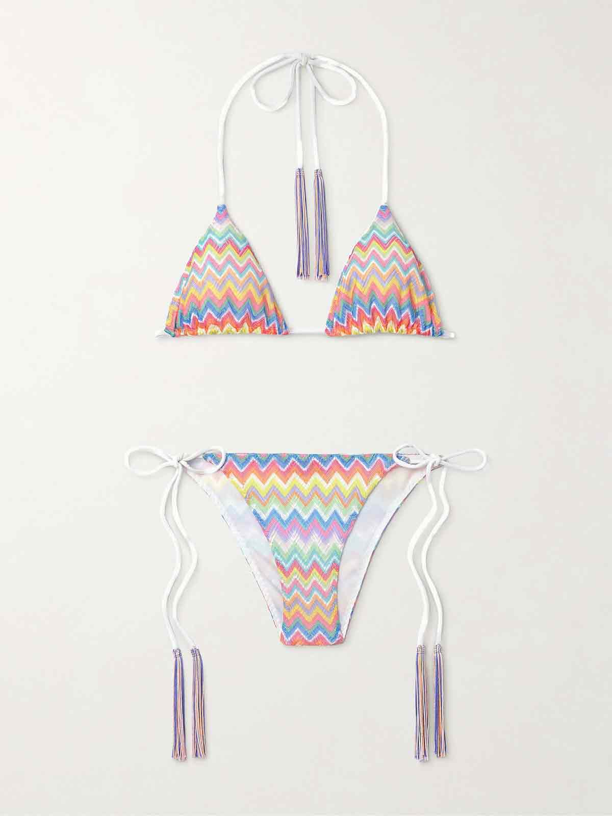 Striped crochet-knit triangle bikini MISSONI