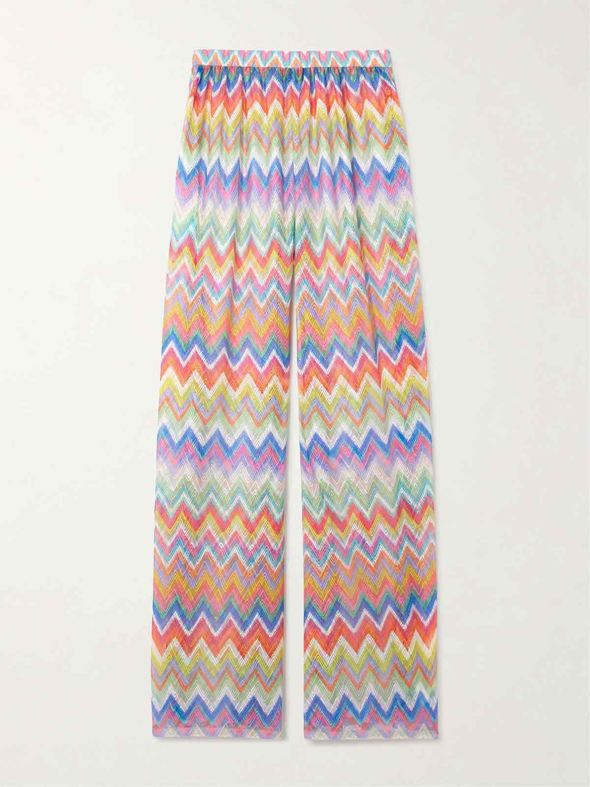 Striped crochet-knit wide-leg pants MISSONI