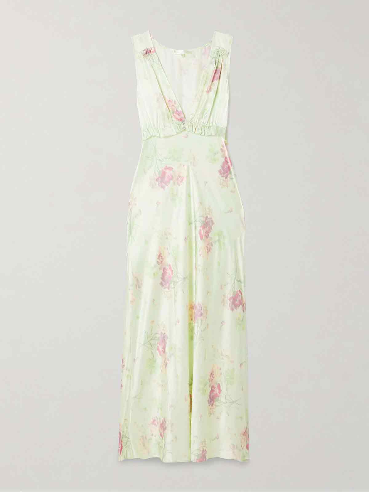 Suniva ruffled floral-print silk-charmeuse maxi dress LOVESHACKFANCY