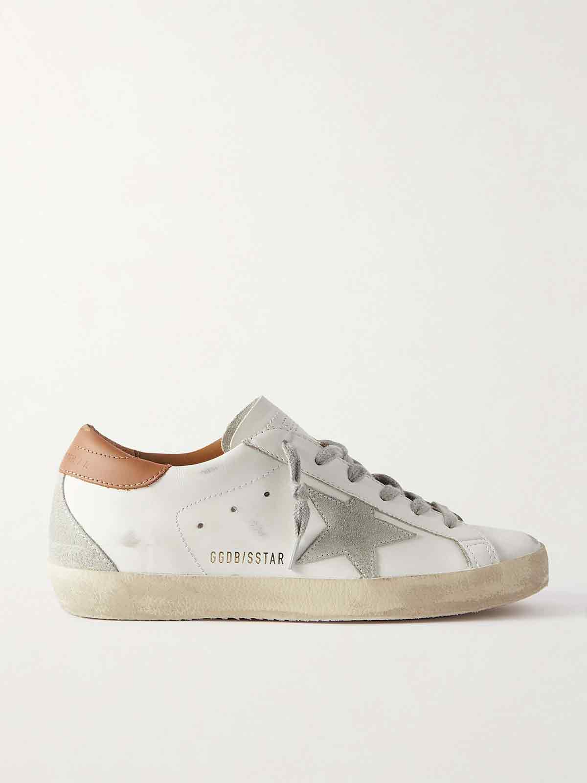 Super-Star suede-trimmed distressed leather sneakers GOLDEN GOOSE