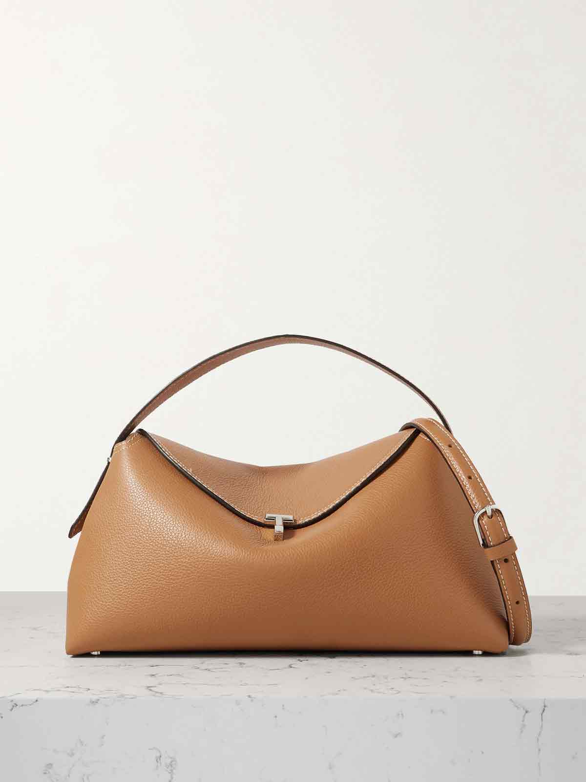 T-Lock textured-leather shoulder bag TOTEME