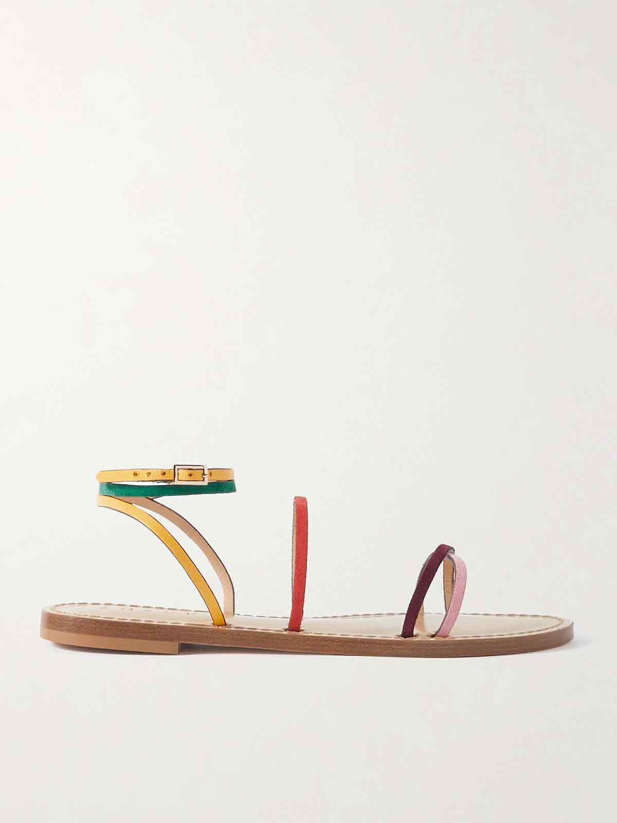 The Constantia leather-trimmed suede sandals AMANU STUDIO