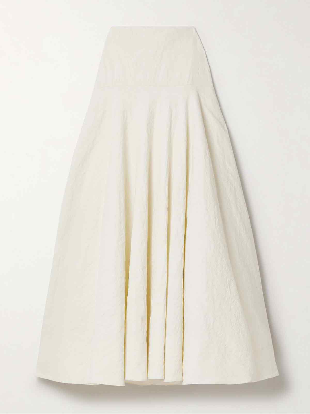 The Ember crinkled linen-blend midi skirt BRANDON MAXWELL