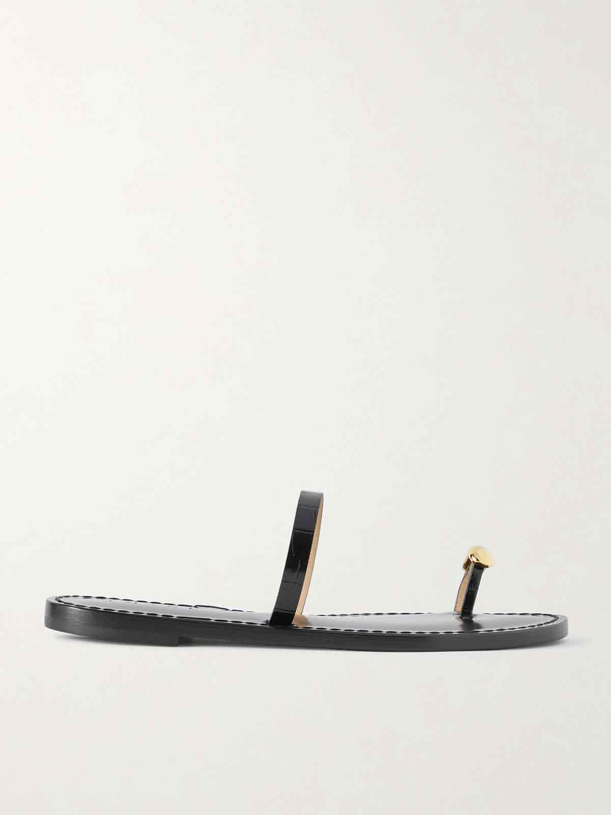 The Kibera embellished croc-effect leather sandals AMANU STUDIO