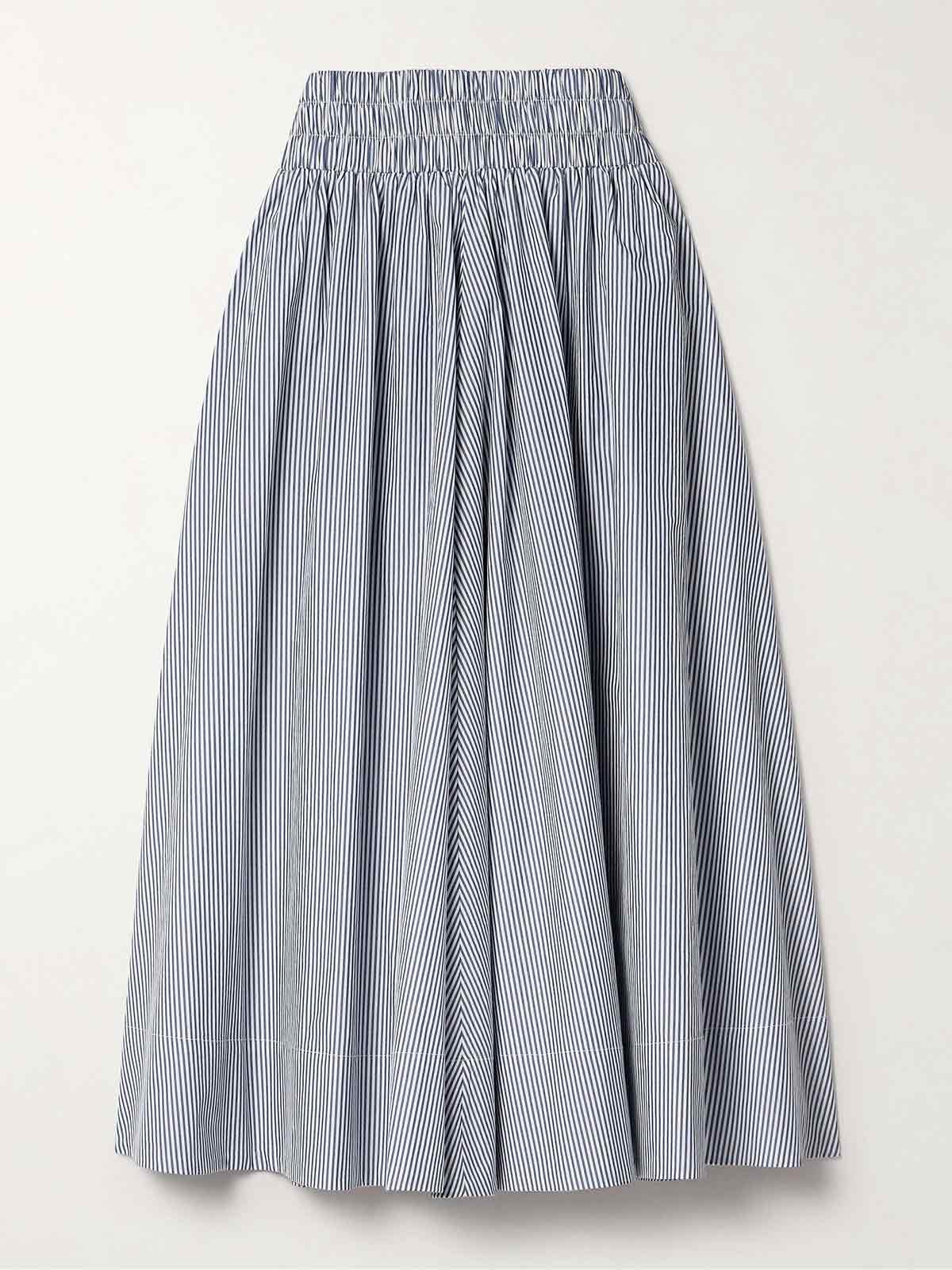 The Kyria pleated striped cotton-poplin midi skirt SUZIE KONDI