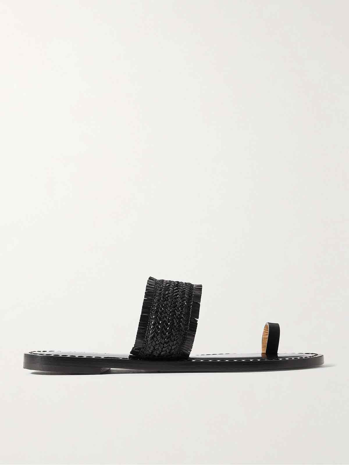 The Shela fringed braided leather slides AMANU STUDIO