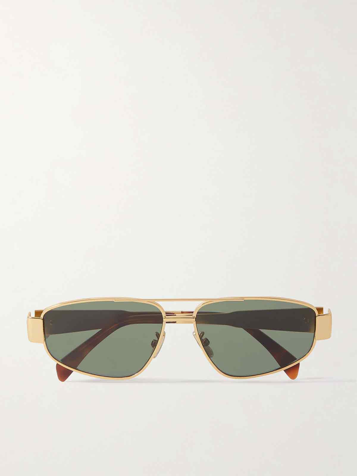 Triomphe aviator-style gold-tone and tortoiseshell acetate sunglasses CELINE EYEWEAR