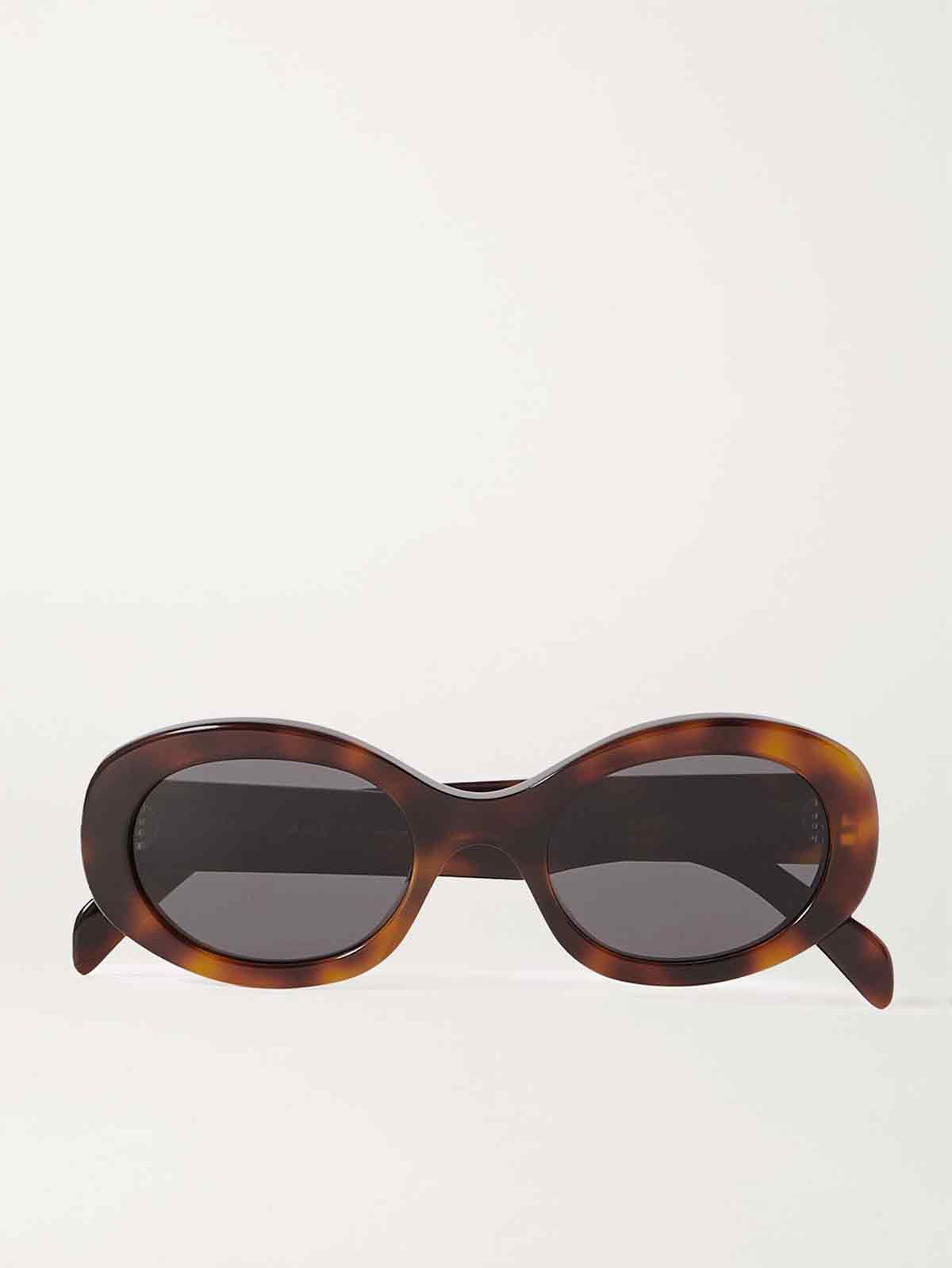 Triomphe oval-frame tortoiseshell acetate sunglasses CELINE EYEWEAR