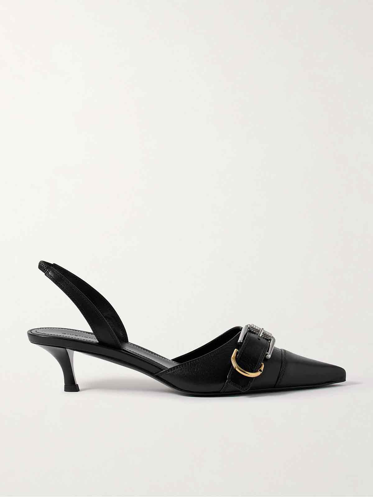 Voyou buckled textured-leather slingback pumps GIVENCHY