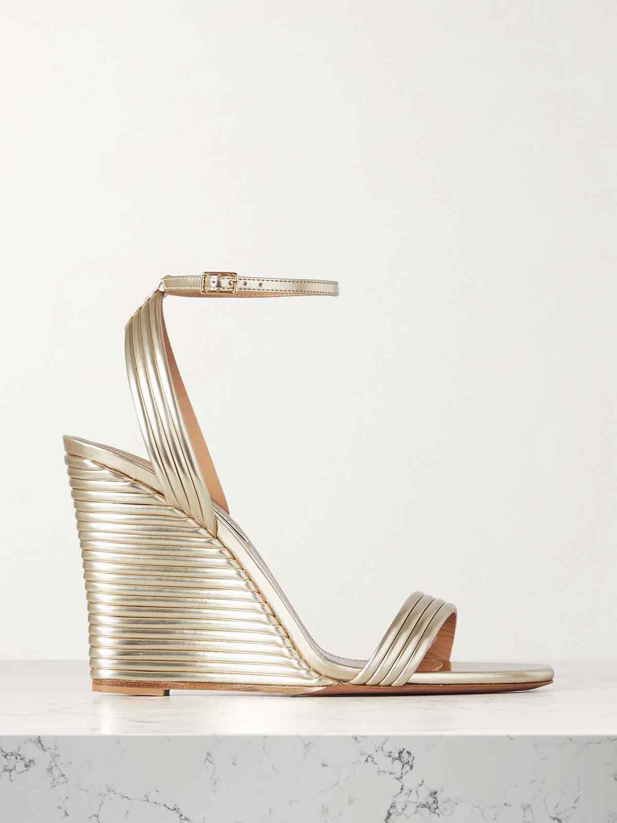 Wow 95 metallic leather wedge sandals AQUAZZURA