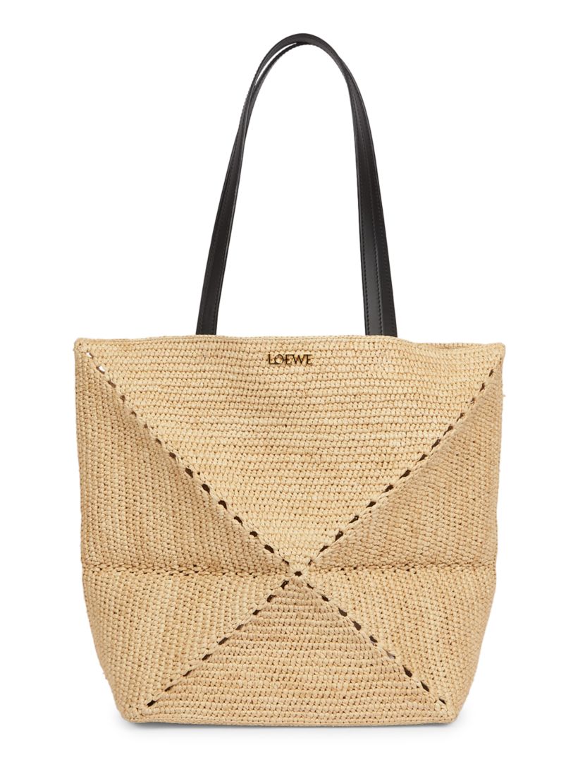 LOEWE LOEWE x Paula's Ibiza 4FA Puzzle Fold Medium Raffia Tote Bag