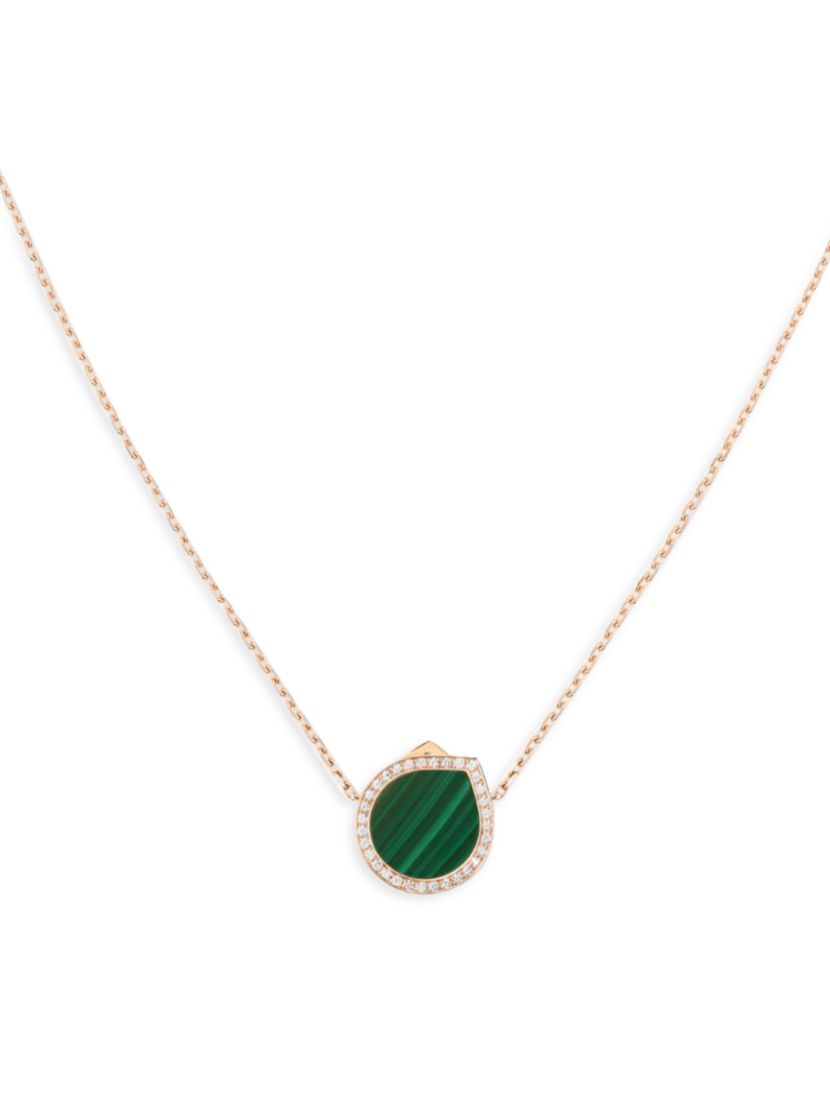 Repossi Antifer 18K Rose Gold, Malachite & 0.18 TCW Diamond Pendant Necklace