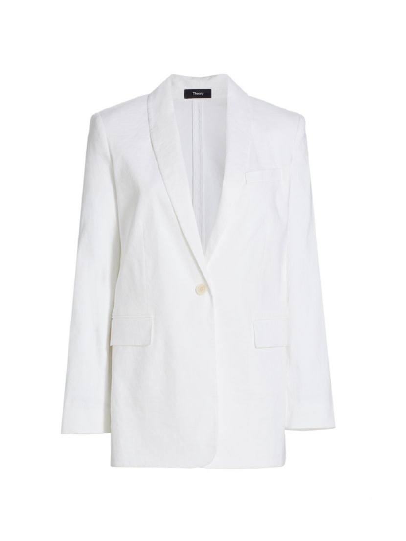 Theory Linen-Blend Single-Button Blazer