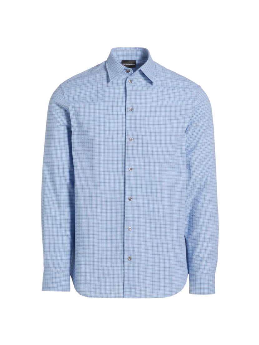 Emporio Armani Checked Cotton Button-Front Shirt