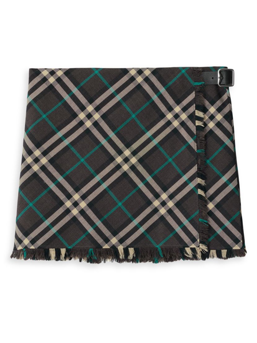 Burberry Check Pleated Wrap Miniskirt