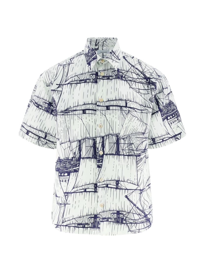 FERRAGAMO Abstract Silk Button-Front Shirt