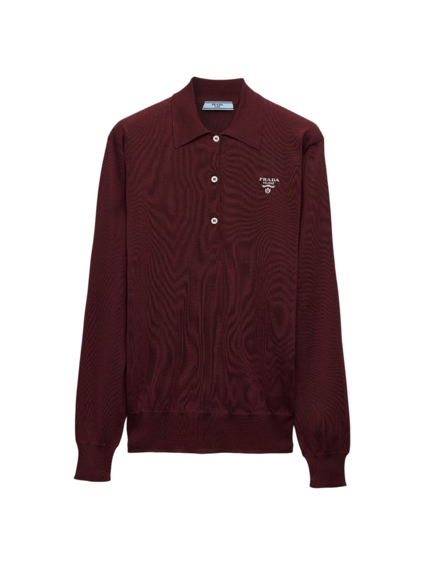 Prada Long-Sleeved Silk Polo Shirt