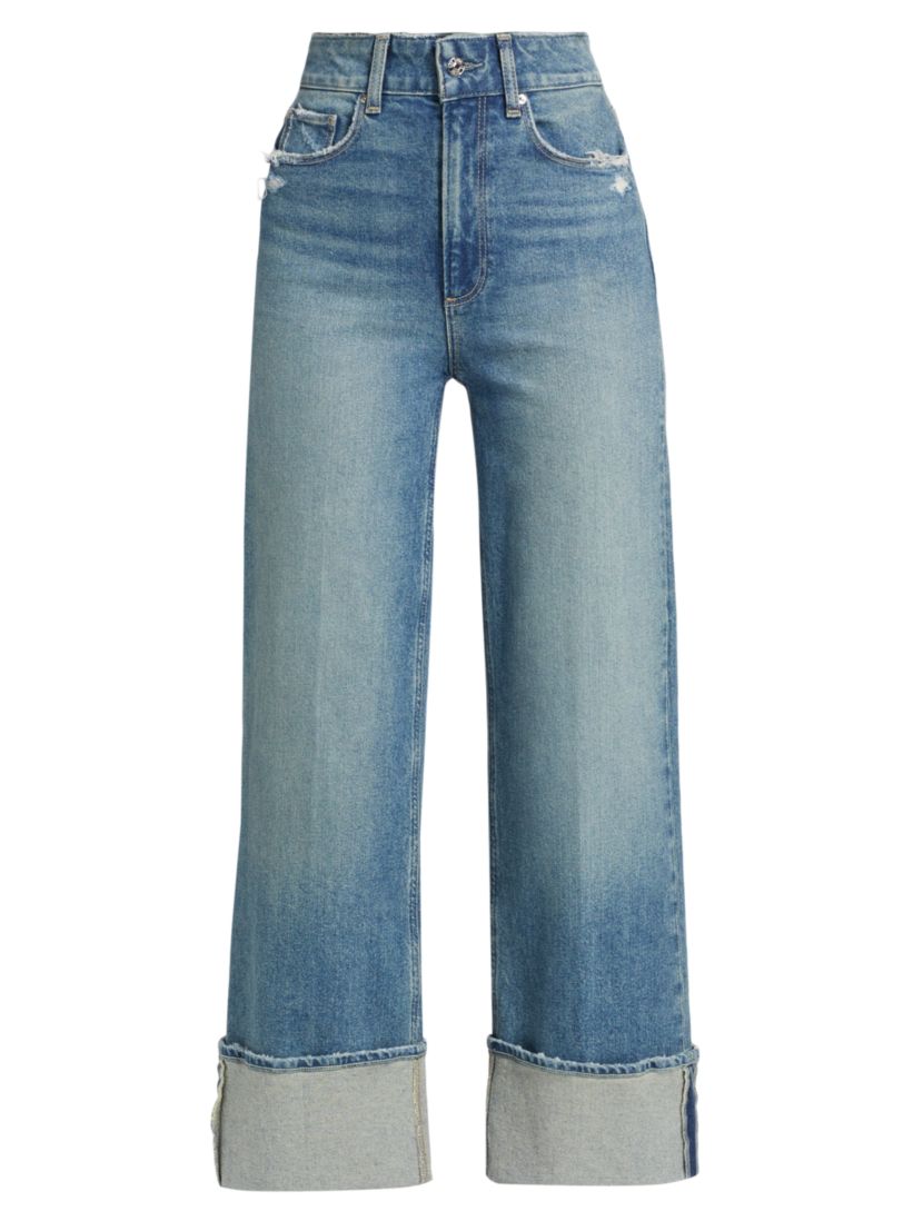 Paige Storybook Distressed Mid-Rise Cuffed Jeans