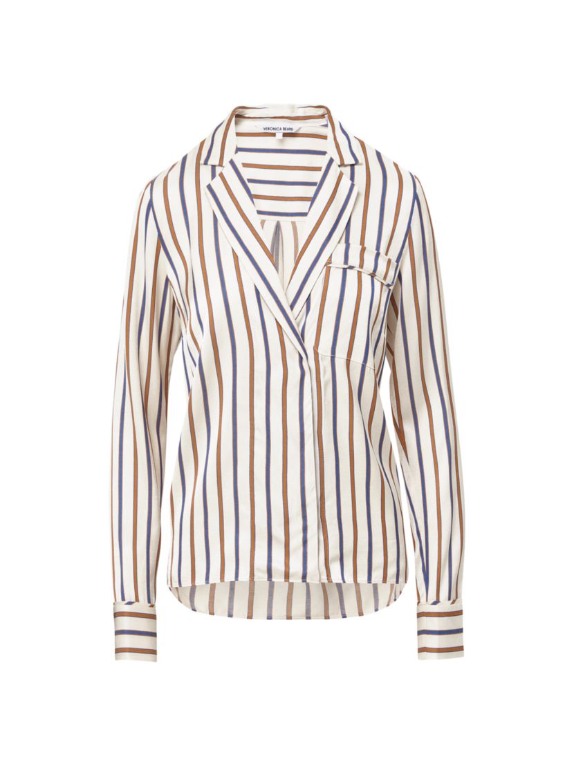 Veronica Beard Lusanne Stripe Long-Sleeve Shirt