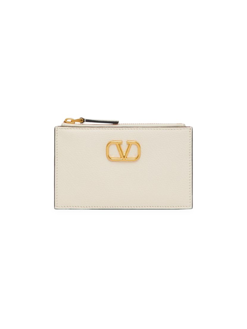 Valentino Garavani Vlogo Signature Grainy Calfskin Cardholder