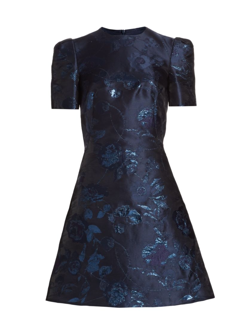 Pamella Roland Floral Silk-Blend Fil Coupé Cocktail Dress