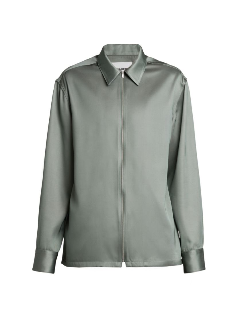 Jil Sander Satin Zip-Front Shirt