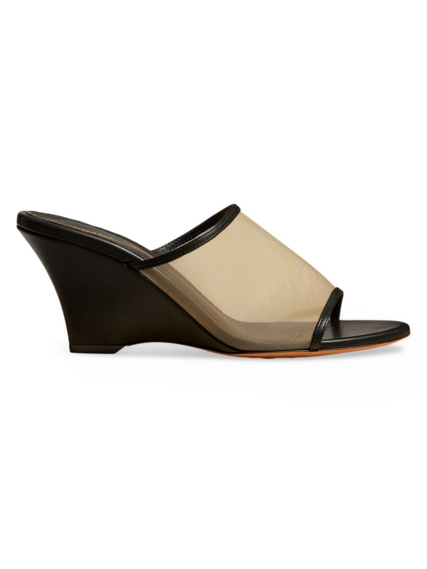 Khaite Marion 75MM Leather-Nylon Wedge Mules