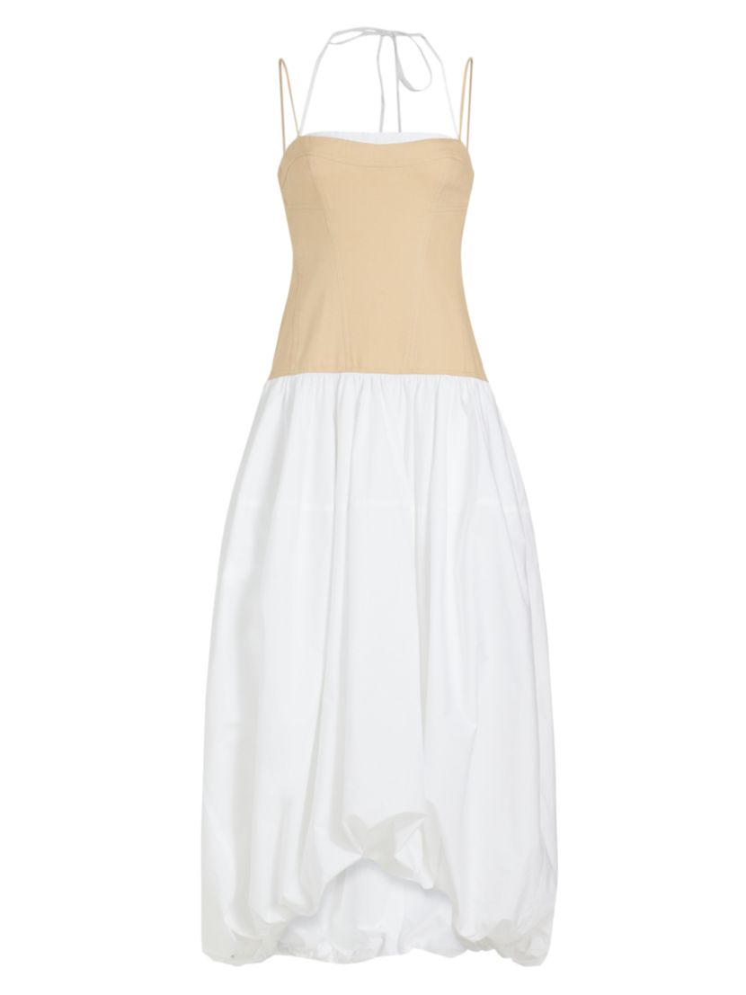 SIMKHAI Pfeiffer Cotton-Blend Bustier Midi-Dress