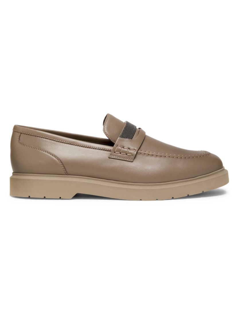 Brunello Cucinelli Monili-Detailed Leather Penny Loafers