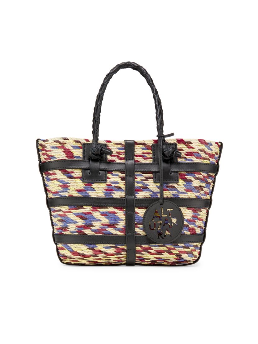 Altuzarra Medallion Watermill Raffia Small Tote Bag